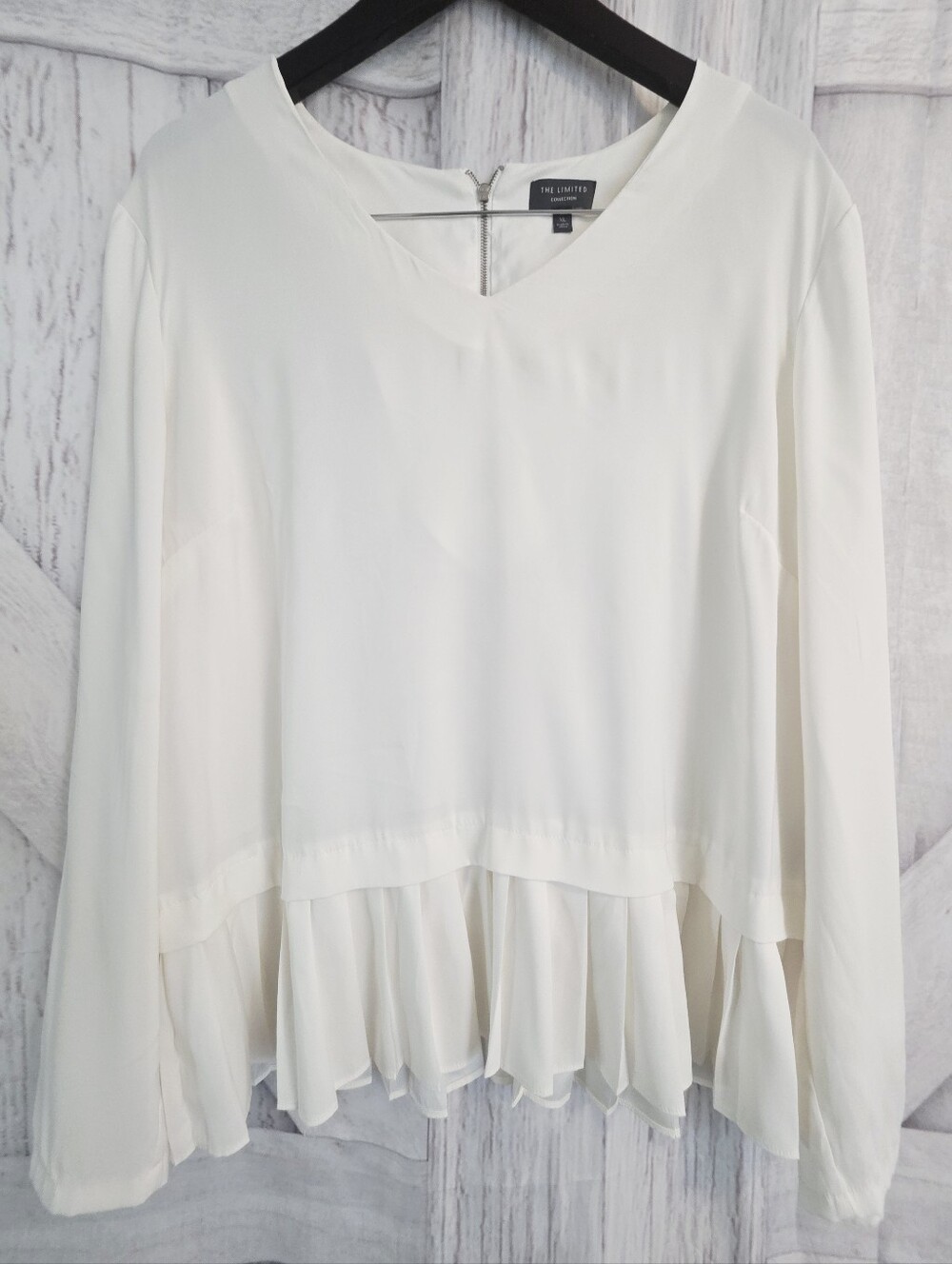 The Limited Collection Ivory Peplum Blouse XL Long Sleeve Career Top